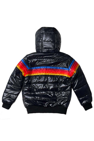KIDS 5 STRIPE TREKKER JACKET - GLOSSY BLACK Kid's Outerwear Aviator Nation 
