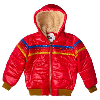 KIDS 5 STRIPE TREKKER JACKET - GLOSSY CHERRY Kid's Outerwear Aviator Nation 