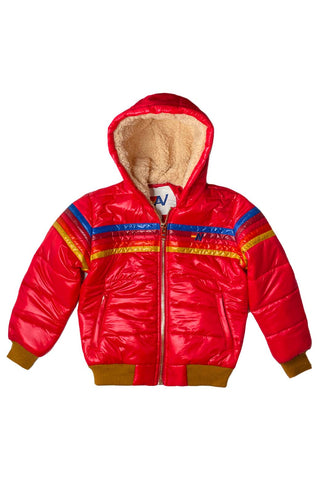KIDS 5 STRIPE TREKKER JACKET - GLOSSY CHERRY Kid's Outerwear Aviator Nation 