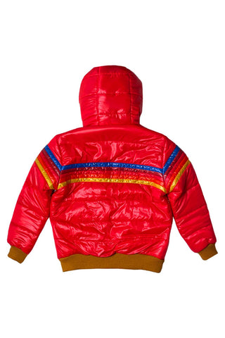 KIDS 5 STRIPE TREKKER JACKET - GLOSSY CHERRY Kid's Outerwear Aviator Nation 