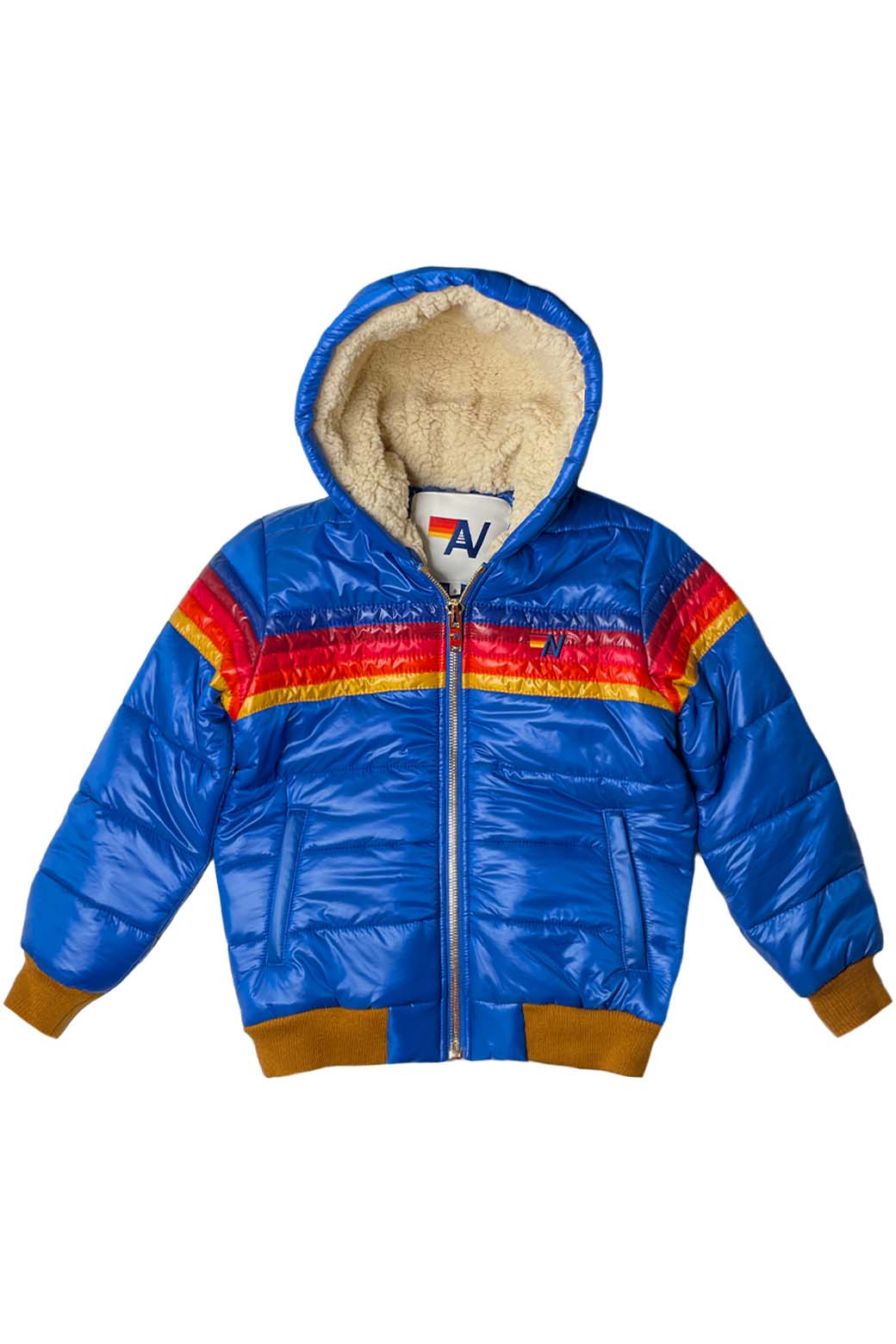 KIDS 5 STRIPE TREKKER JACKET - GLOSSY SNORKEL BLUE Kid's Outerwear Aviator Nation 
