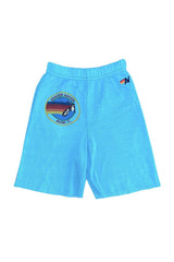 KID'S AVIATOR NATION MIAMI SWEATSHORTS - NEON BLUE Kids Shorts Aviator Nation 
