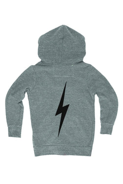 KIDS BOLT PRINT ZIP HOODIE - HEATHER GREY Kid's Hoodies Aviator Nation 