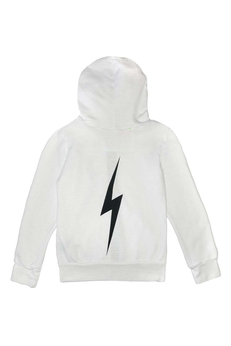 KIDS BOLT PRINT ZIP HOODIE - WHITE Kid's Hoodies Aviator Nation