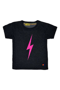 KID'S BOLT TEE - BLACK // NEON PINK Kid's Tee Aviator Nation 