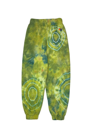 KID'S HAND DYED SWEATPANTS - TIE DYE GREEN YELLOW Kid's Sweatpants Aviator Nation 