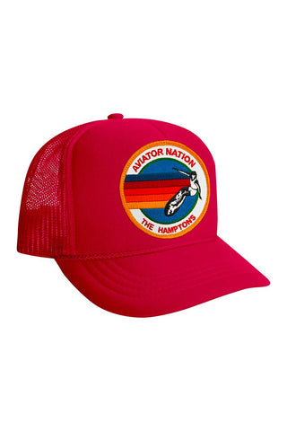 KIDS SIGNATURE HAMPTONS VINTAGE FOAM TRUCKER HAT Kid's Hat Aviator Nation OS RED 