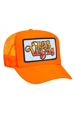 LAS VEGAS SCRIPT TRUCKER HAT HATS Aviator Nation OS NEON ORANGE 