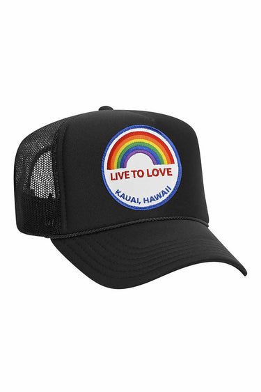 LIVE TO LOVE VINTAGE TRUCKER HAT HATS Aviator Nation BLACK 