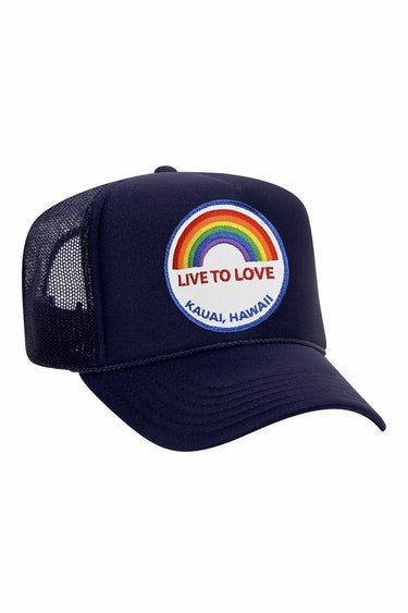 LIVE TO LOVE VINTAGE TRUCKER HAT HATS Aviator Nation NAVY 