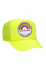 LIVE TO LOVE VINTAGE TRUCKER HAT HATS Aviator Nation NEON YELLOW 