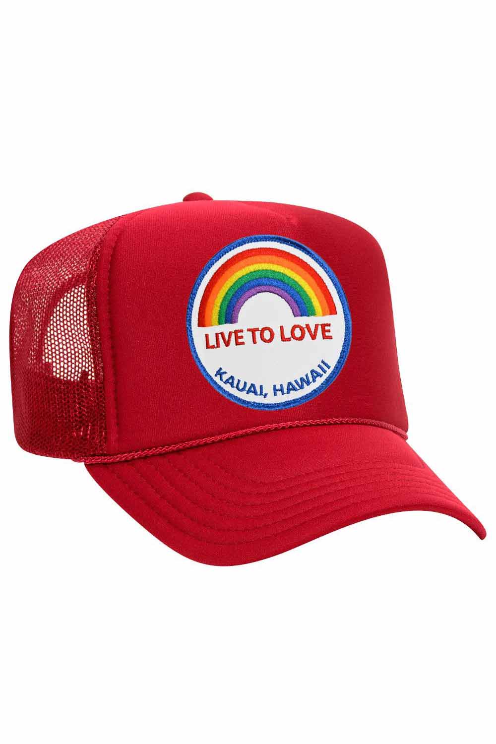 LIVE TO LOVE VINTAGE TRUCKER HAT HATS Aviator Nation RED 