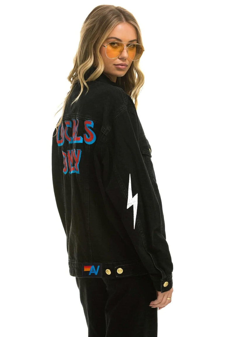 LOCALS ONLY OVERSIZED CONCERT DENIM JACKET - VINTAGE BLACK Denim Jacket Aviator Nation 