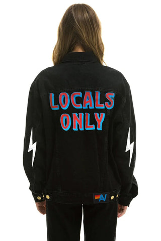 LOCALS ONLY OVERSIZED CONCERT DENIM JACKET - VINTAGE BLACK Denim Jacket Aviator Nation 