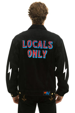 LOCALS ONLY OVERSIZED CONCERT DENIM JACKET - VINTAGE BLACK Denim Jacket Aviator Nation 