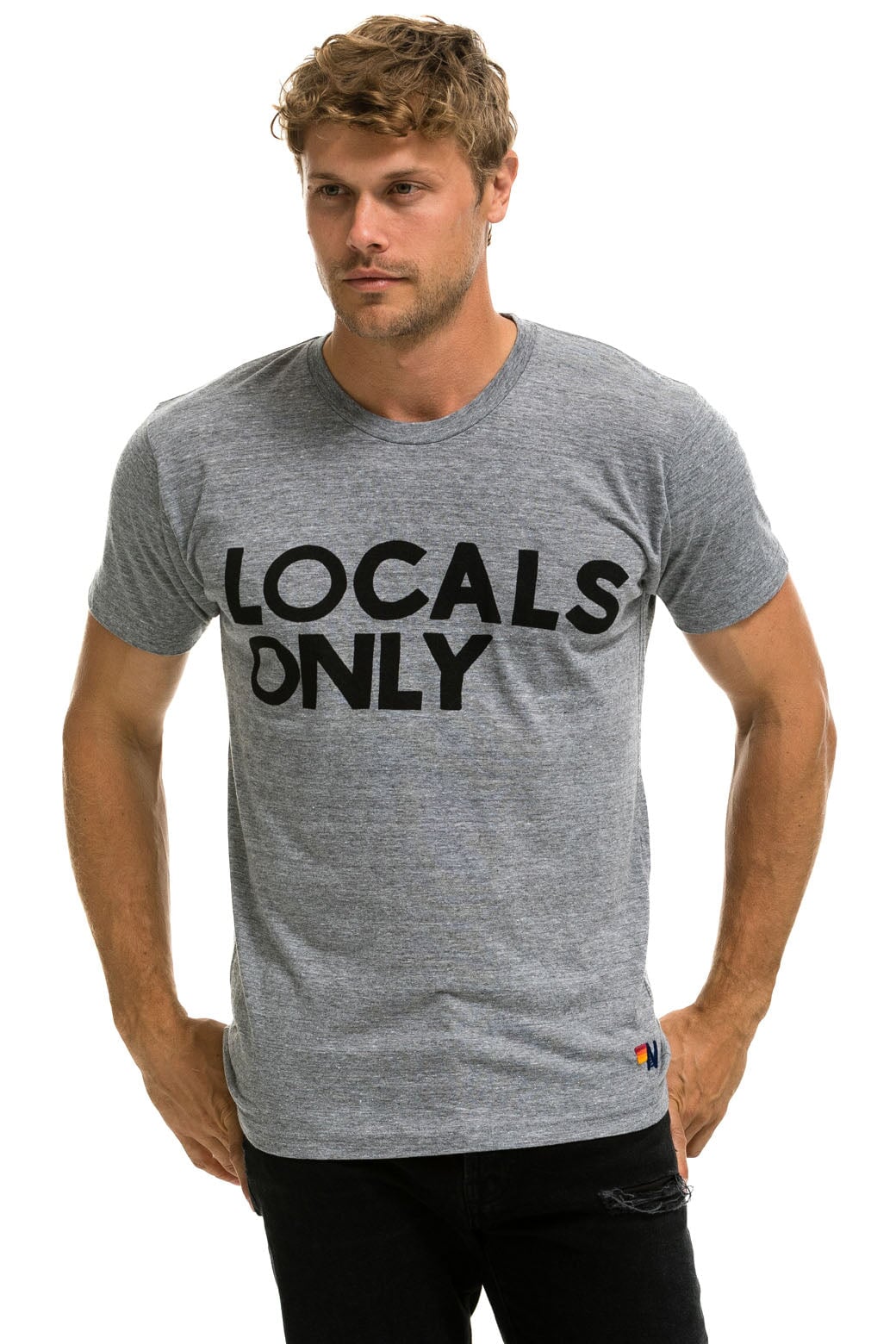 LOCALS ONLY TEE - HEATHER GREY Tees Aviator Nation 