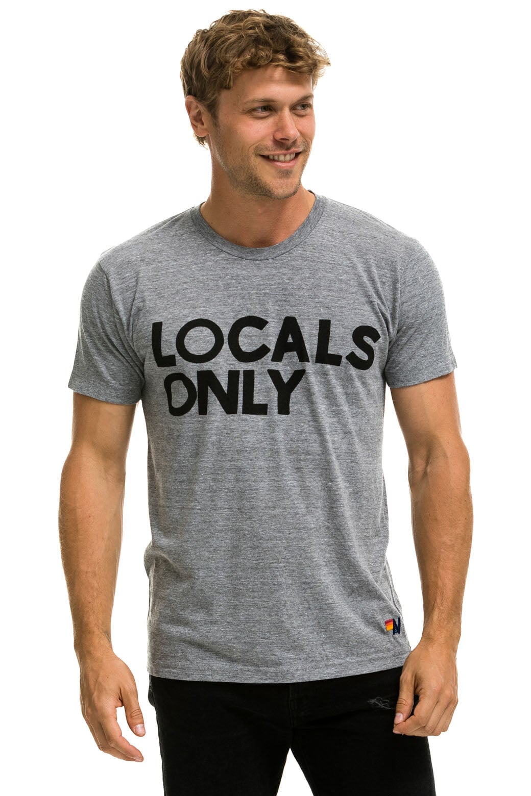 LOCALS ONLY TEE - HEATHER GREY Tees Aviator Nation 