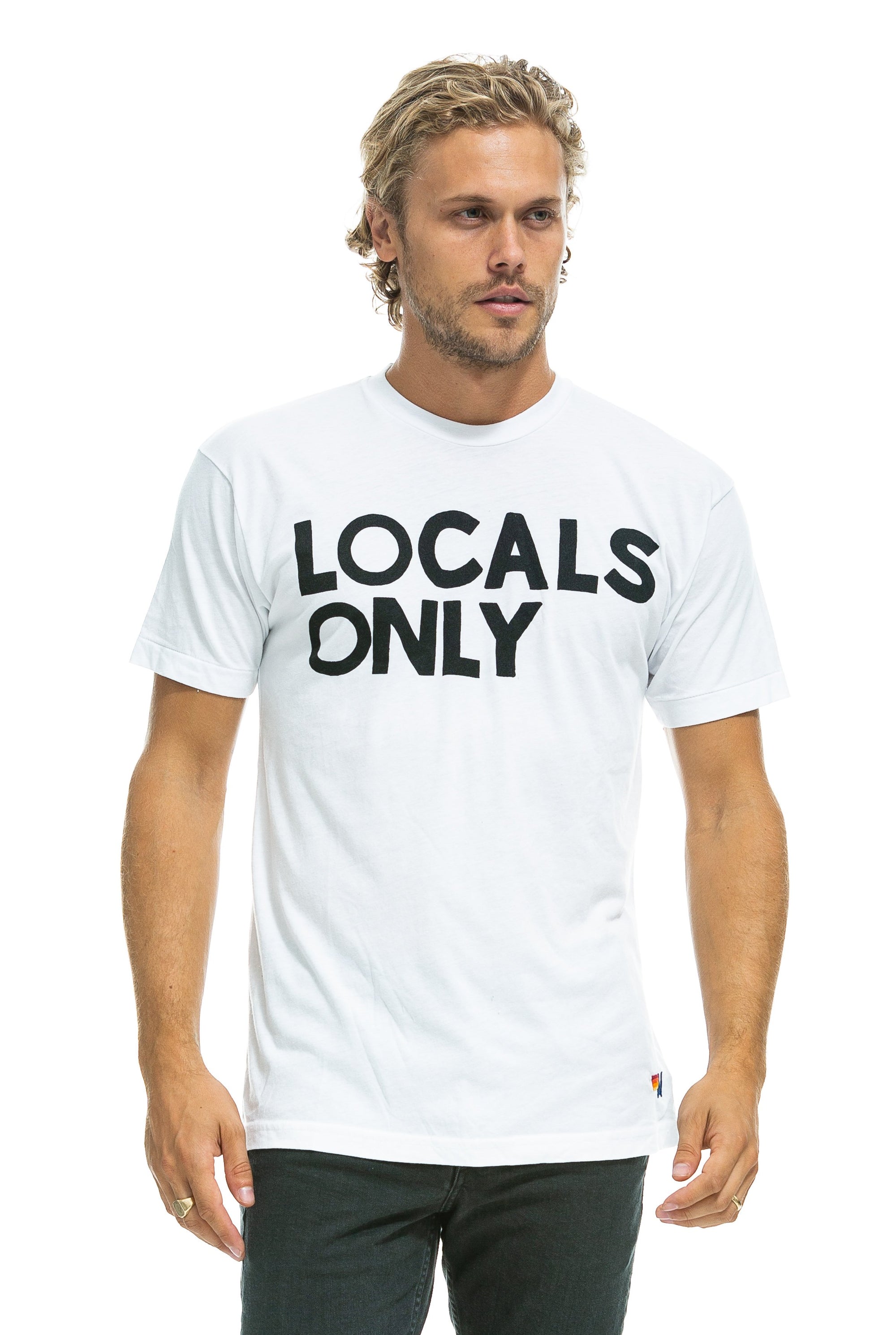 LOCALS ONLY TEE - WHITE Shirts & Tops Aviator Nation 