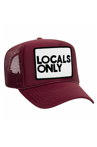 LOCALS ONLY VINTAGE TRUCKER HAT HATS Aviator Nation OS MAROON 