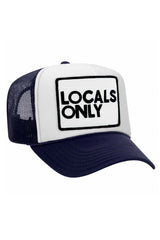 LOCALS ONLY VINTAGE TRUCKER HAT HATS Aviator Nation OS NAVY & WHITE 