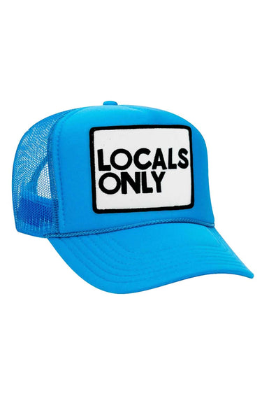 LOCALS ONLY VINTAGE TRUCKER HAT HATS Aviator Nation OS NEON BLUE 