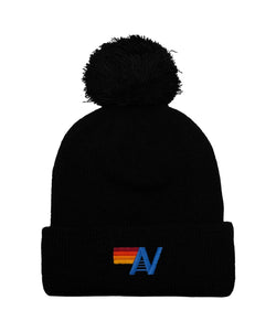 LOGO POM RIB BEANIE - BLACK Beanie Aviator Nation