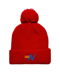 LOGO POM RIB BEANIE - RED Beanie Aviator Nation 