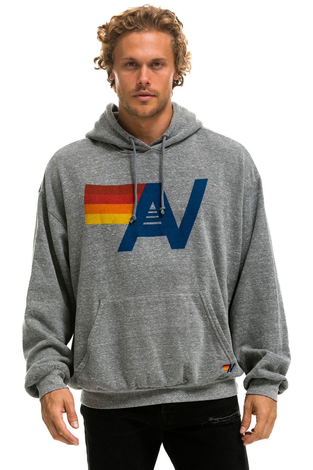 - RELAXED - LOGO GREY PULLOVER Nation Aviator HOODIE HEATHER