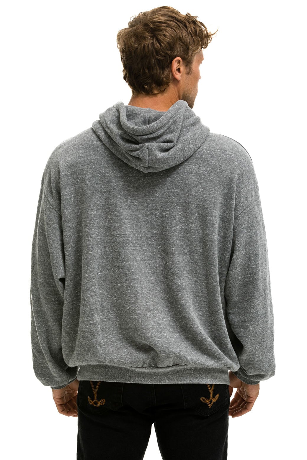 LOGO PULLOVER RELAXED HOODIE - HEATHER GREY - Aviator Nation
