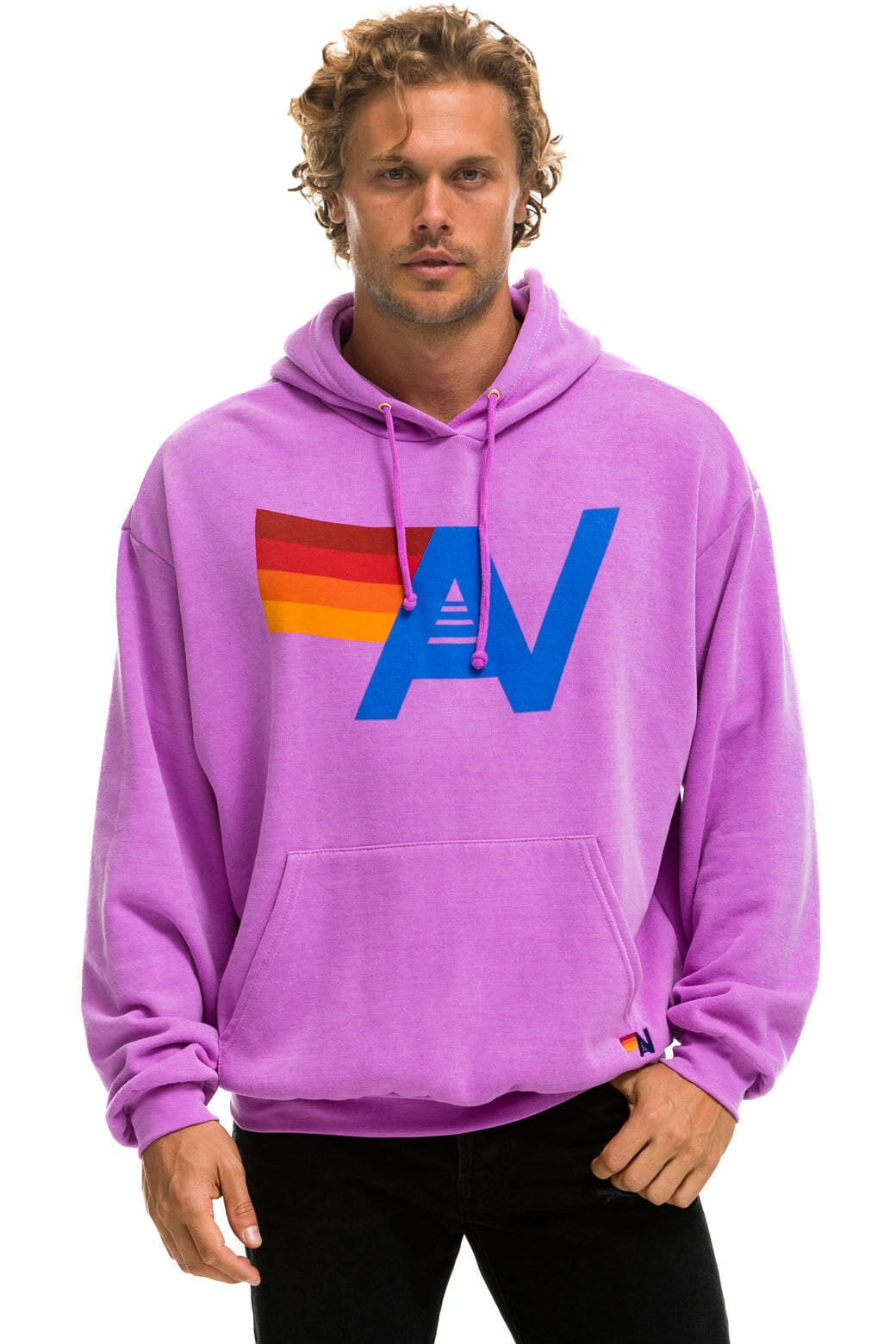 LOGO PULLOVER RELAXED HOODIE - NEON PURPLE - Aviator Nation