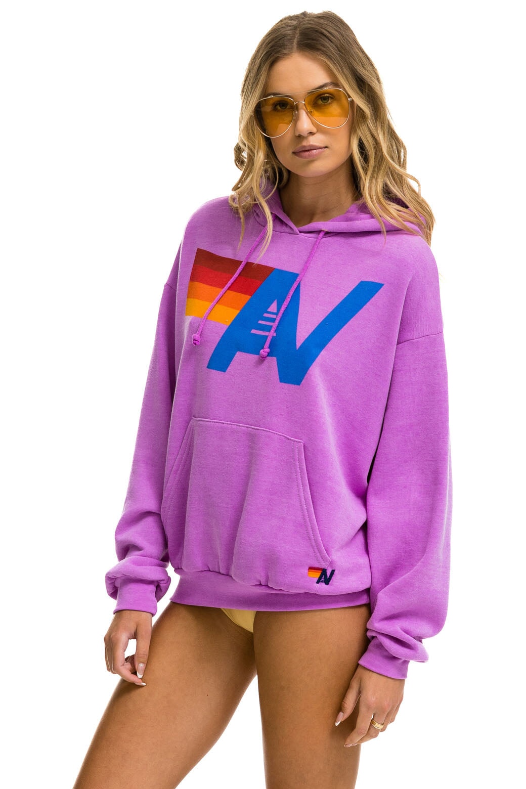 LOGO PULLOVER RELAXED HOODIE NEON PURPLE Aviator Nation