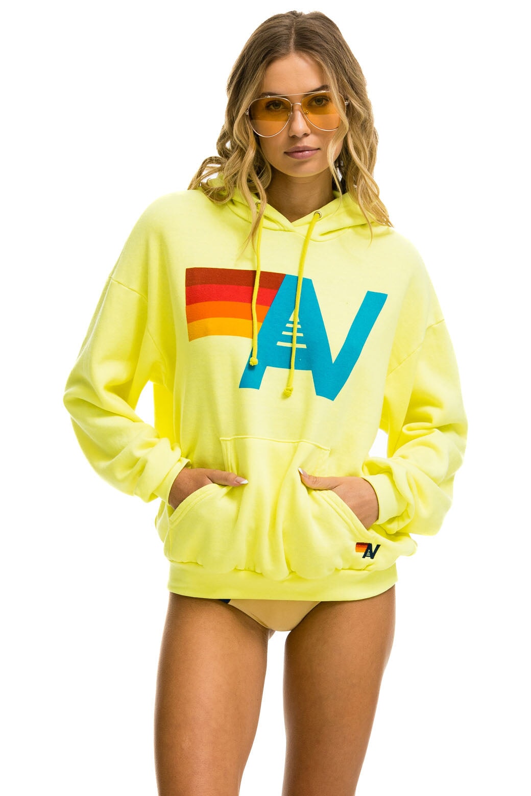 LOGO PULLOVER RELAXED HOODIE - NEON YELLOW Hoodie Aviator Nation 