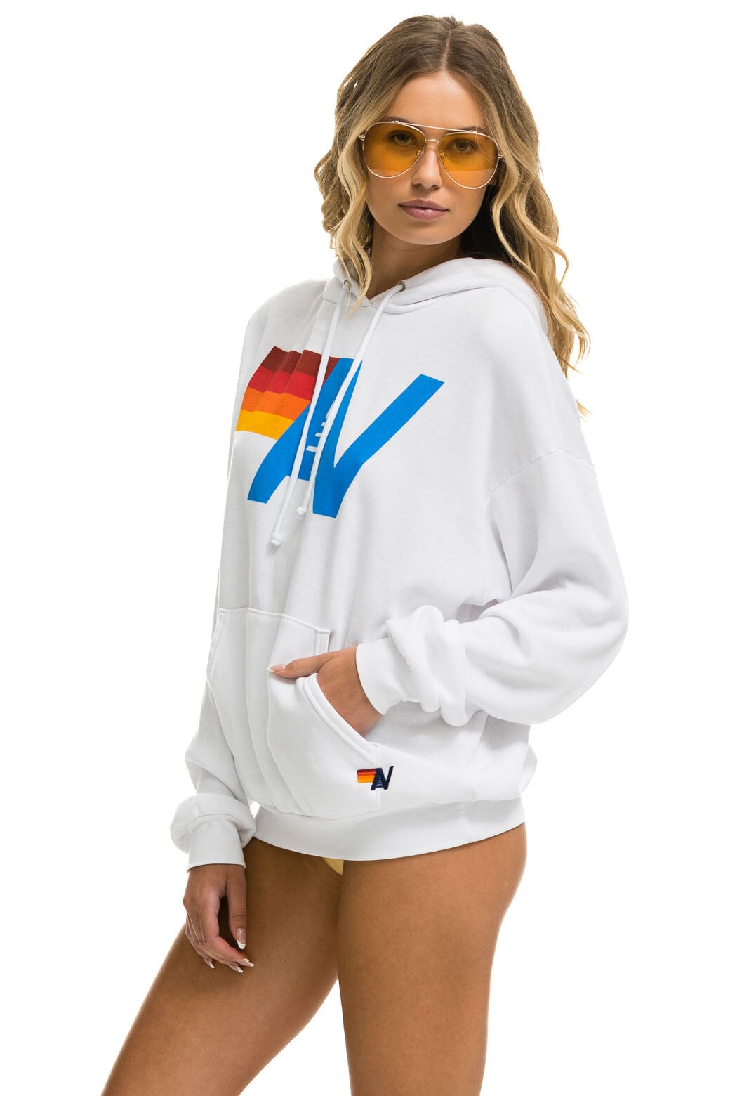 LOGO PULLOVER RELAXED HOODIE - WHITE Hoodie Aviator Nation 