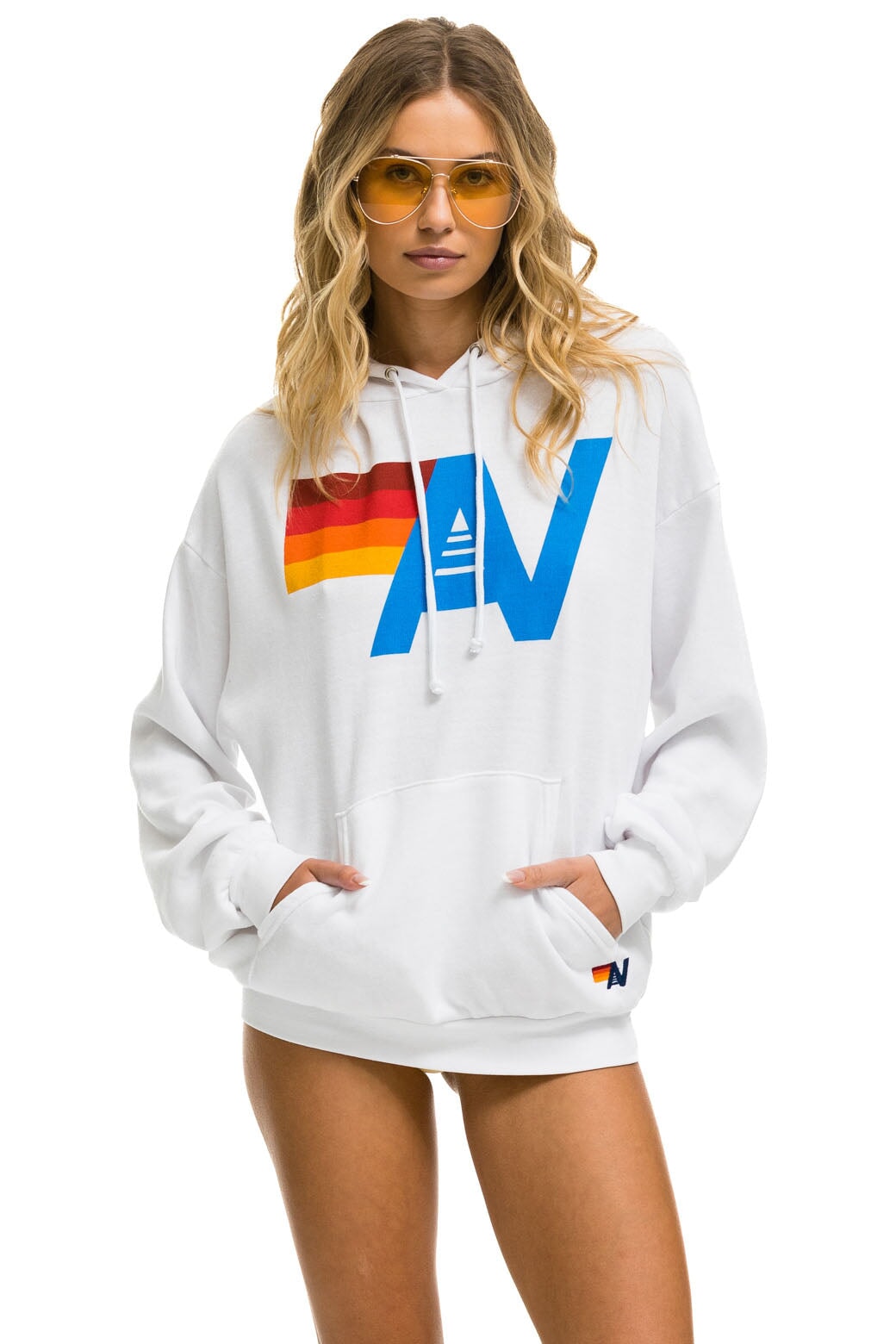 LOGO PULLOVER RELAXED HOODIE - WHITE Hoodie Aviator Nation 
