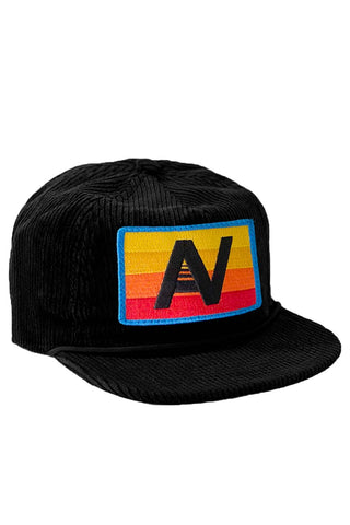 LOGO RAINBOW - VINTAGE CORDUROY TRUCKER HAT HATS Aviator Nation BLACK 