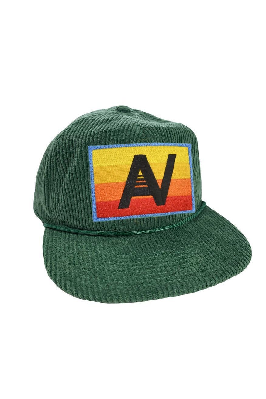 LOGO RAINBOW - VINTAGE CORDUROY TRUCKER HAT HATS Aviator Nation KELLY GREEN 