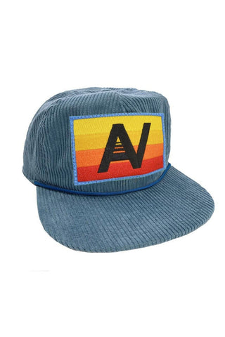 LOGO RAINBOW - VINTAGE CORDUROY TRUCKER HAT HATS Aviator Nation LIGHT BLUE 