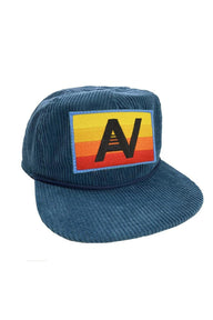 LOGO RAINBOW - VINTAGE CORDUROY TRUCKER HAT HATS Aviator Nation SEA BLUE 
