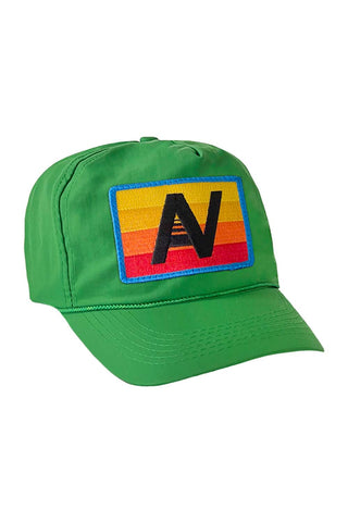 LOGO RAINBOW - VINTAGE NYLON TRUCKER HAT HATS Aviator Nation KELLY GREEN 