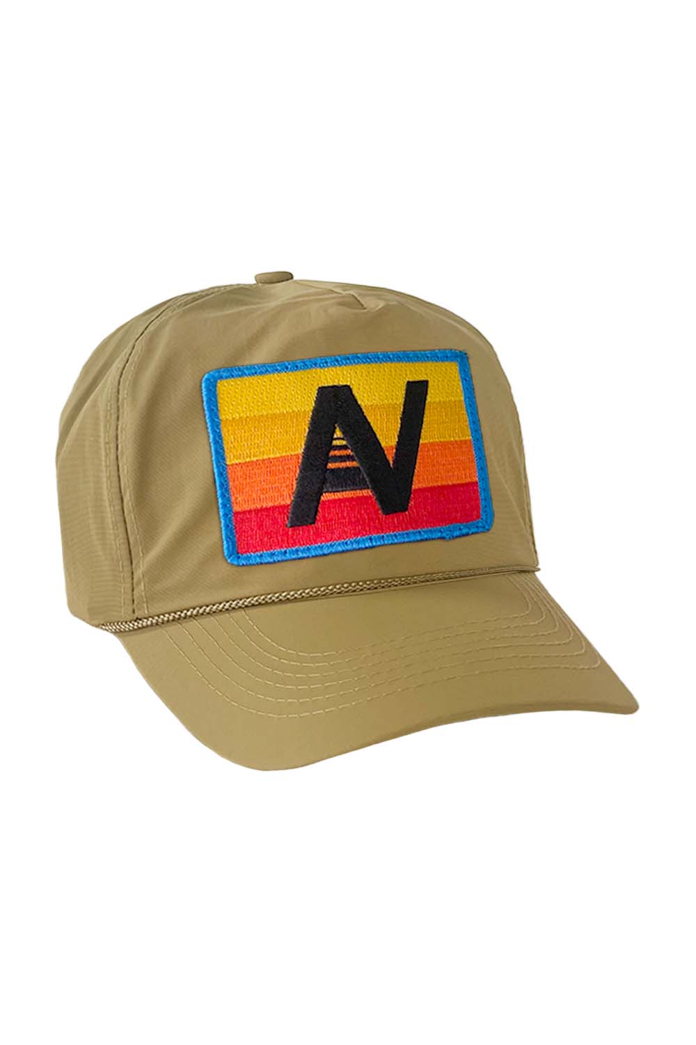 LOGO RAINBOW - VINTAGE NYLON TRUCKER HAT HATS Aviator Nation KHAKI 