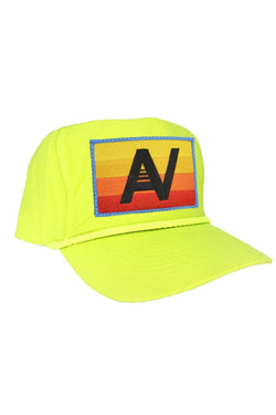 LOGO RAINBOW - VINTAGE NYLON TRUCKER HAT HATS Aviator Nation NEON YELLOW 