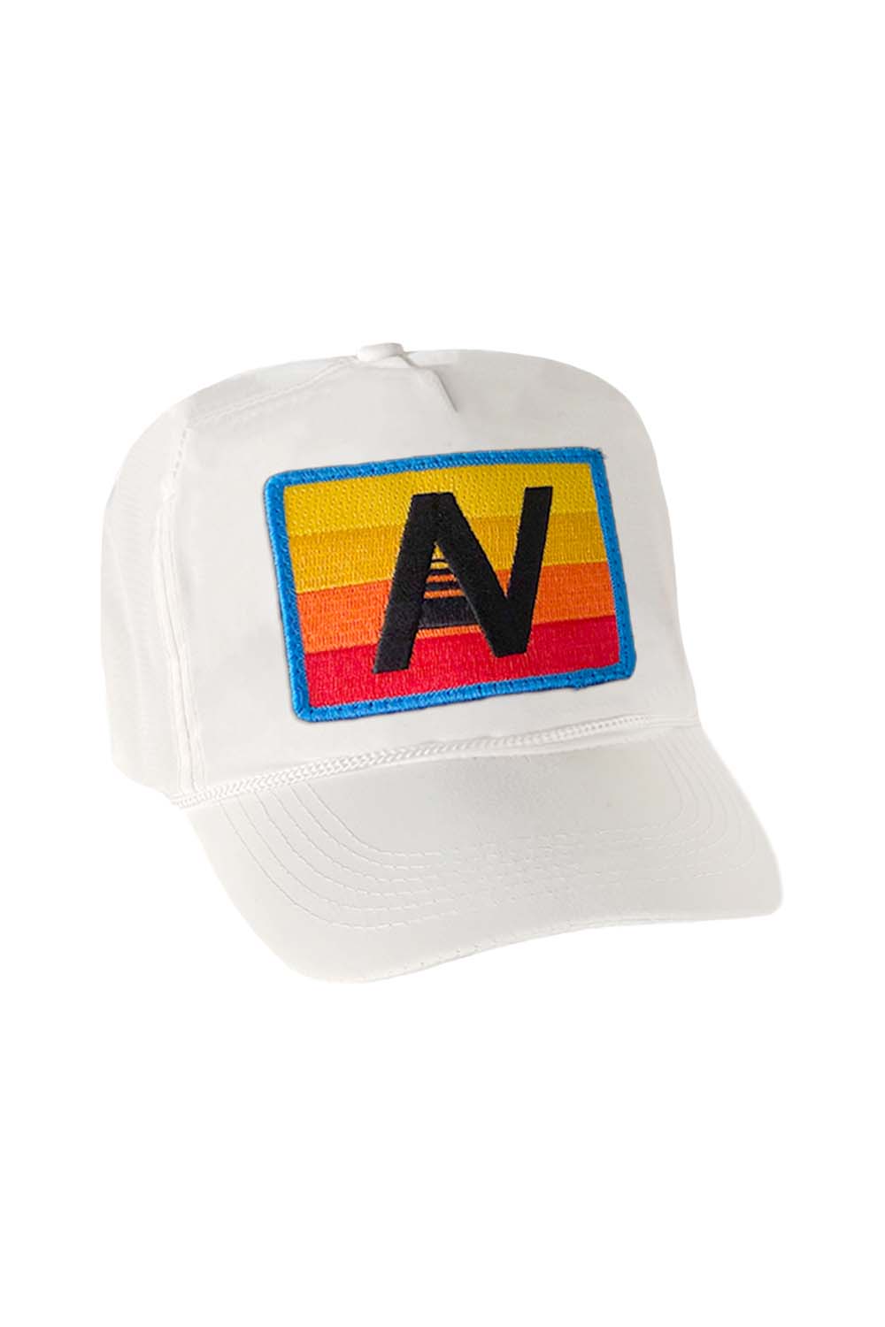 LOGO RAINBOW - VINTAGE NYLON TRUCKER HAT HATS Aviator Nation WHITE 