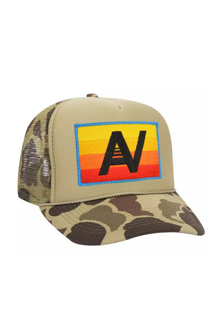 LOGO RAINBOW VINTAGE TRUCKER HAT HATS Aviator Nation OS CAMO 