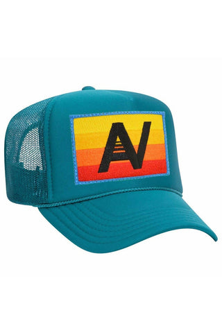 LOGO RAINBOW VINTAGE TRUCKER HAT HATS Aviator Nation OS JADE 