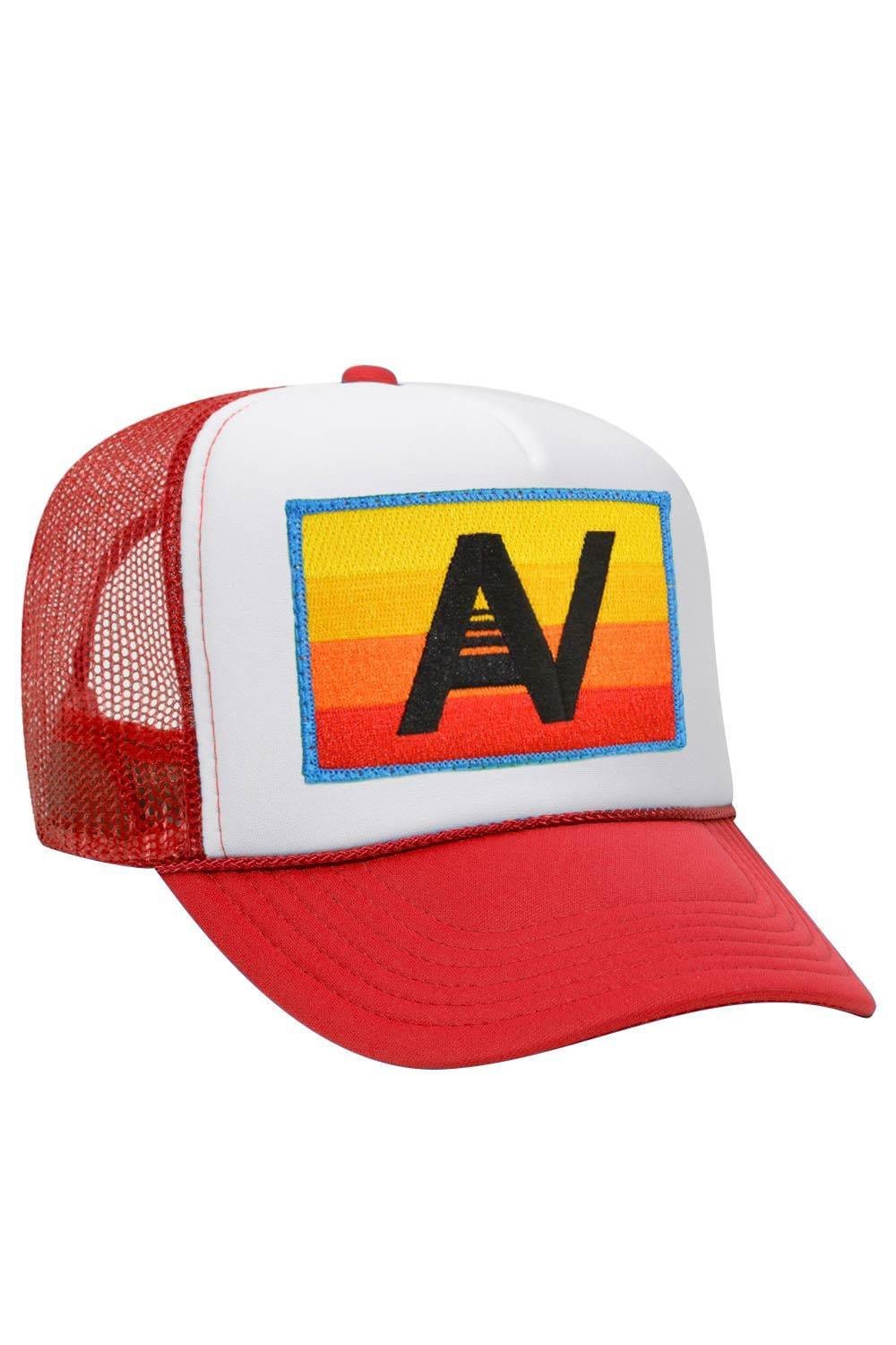 LOGO RAINBOW VINTAGE TRUCKER HAT HATS Aviator Nation OS RED / WHITE 