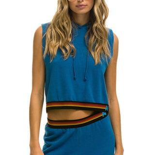 LOGO STRIPE RELAXED CROP PULLOVER HOODIE - CARIBBEAN Hoodie Aviator Nation 