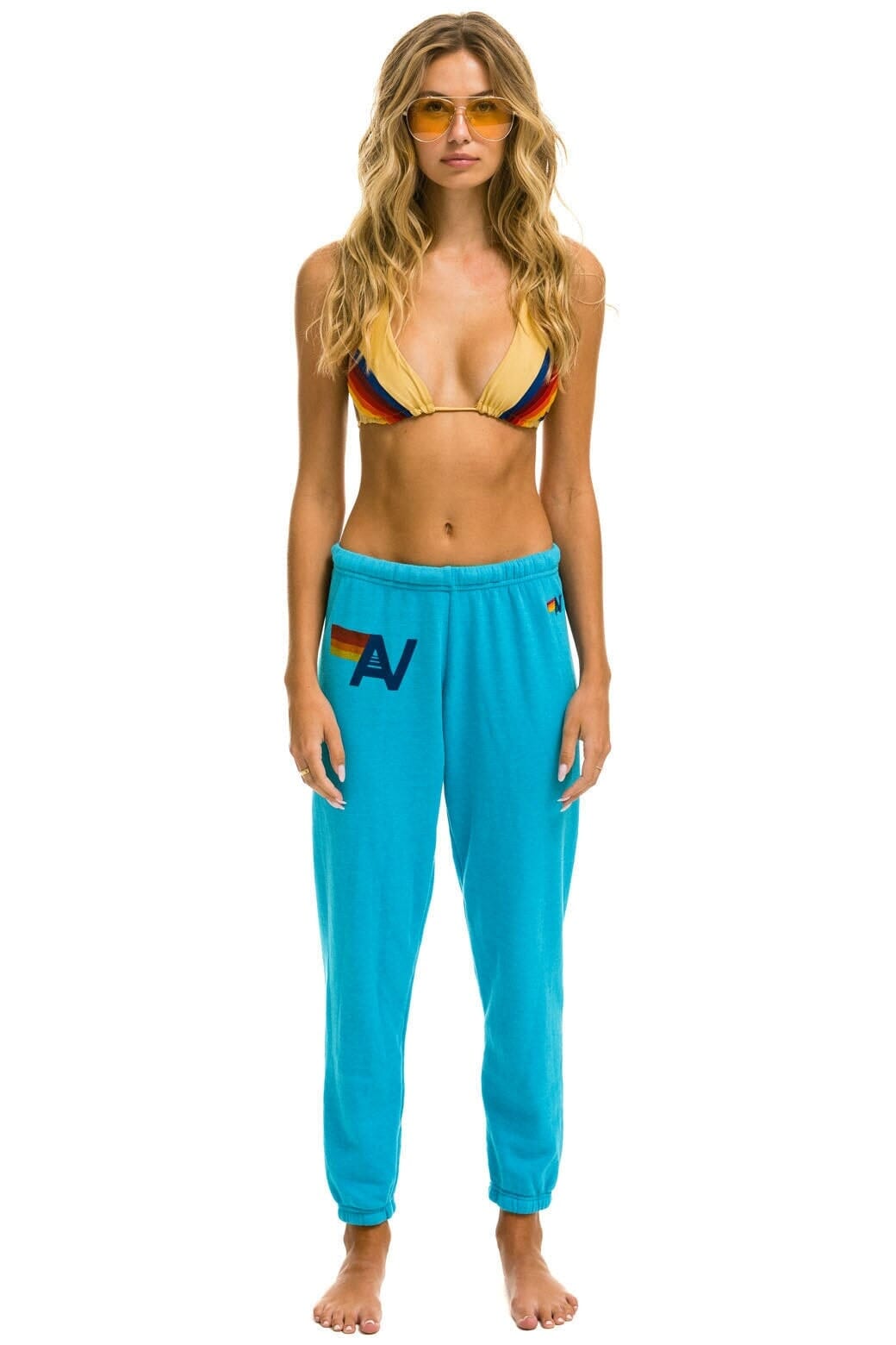 LOGO SWEATPANTS - NEON BLUE Women's Sweatpants Aviator Nation 
