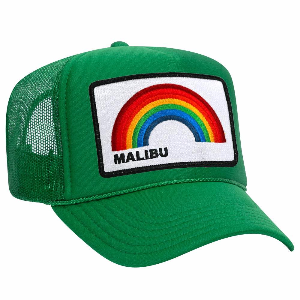 MALIBU RAINBOW TRUCKER HAT HATS Aviator Nation OS KELLY GREEN 