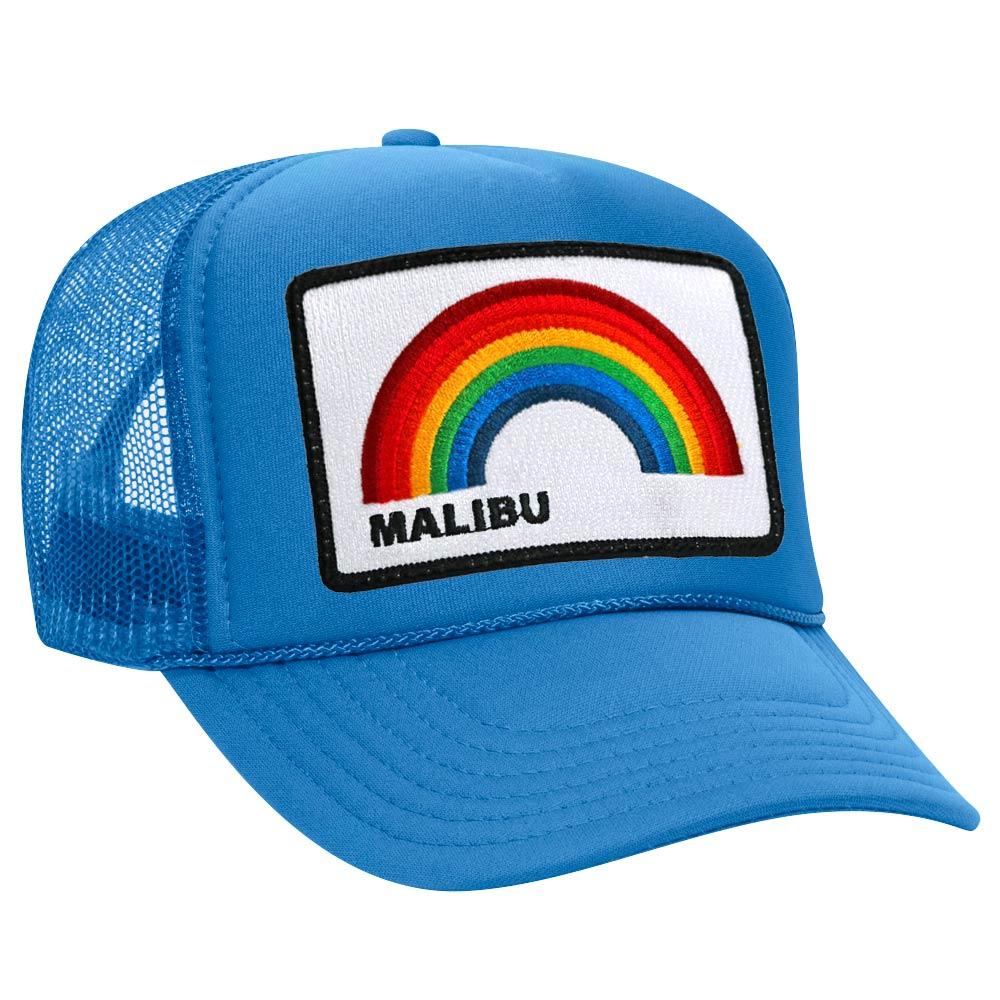 MALIBU RAINBOW TRUCKER HAT HATS Aviator Nation OS LIGHT BLUE 