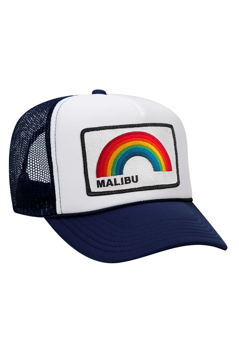 MALIBU RAINBOW TRUCKER HAT HATS Aviator Nation OS NAVY // WHITE // NAVY 